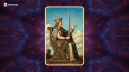 Queen of Swords tarot card showing a queen seated on a throne